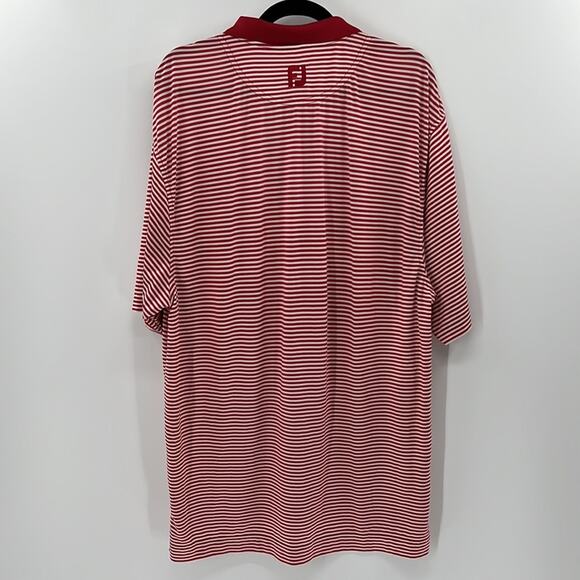 FJ FootJoy Performance Stripe Golf Polo - Red/White - Large - Picture 5 of 6